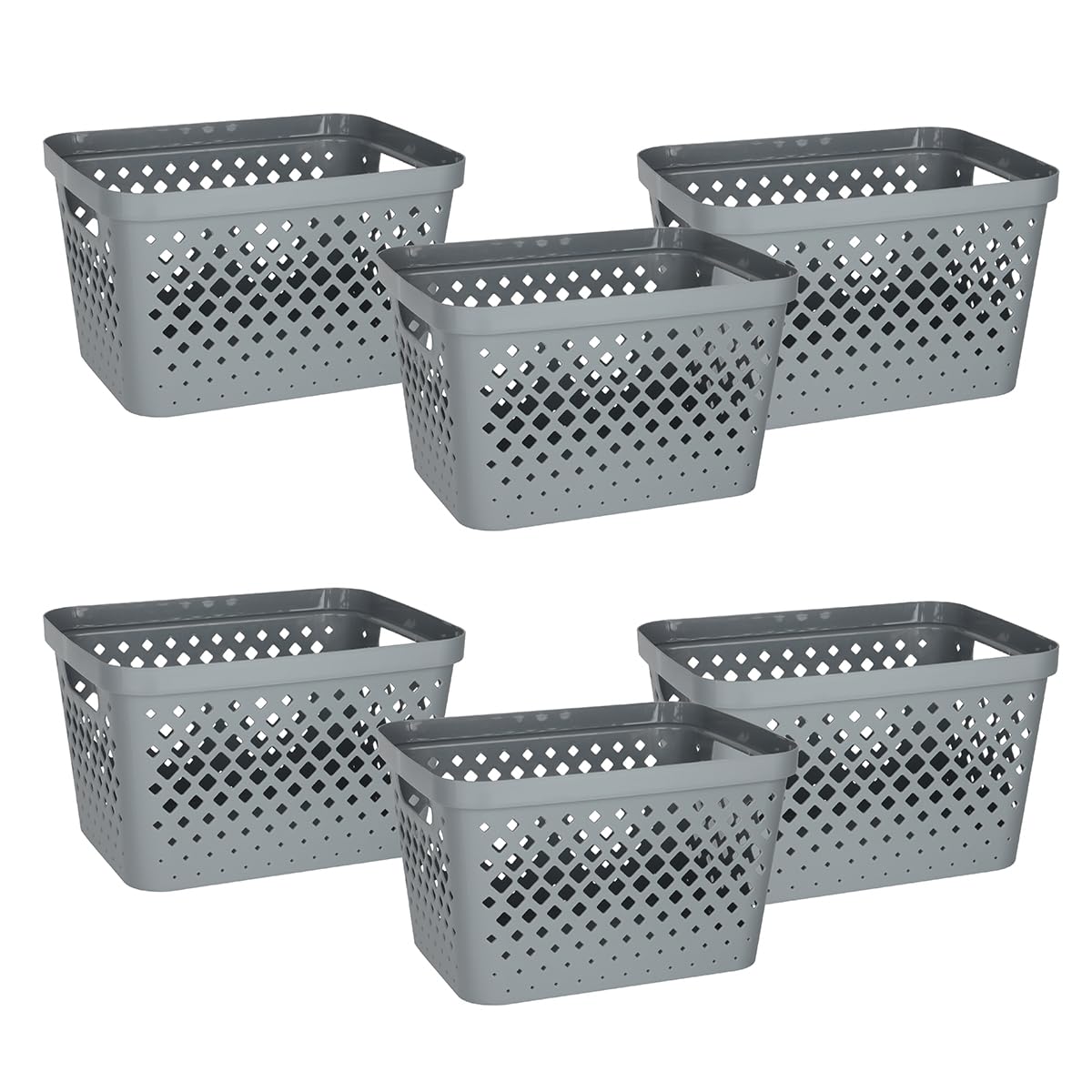 Glad Plastic Storage Basket Set, Value Pack of 6 | Open Storage Bins for Shelves, Bathroom, Pantry