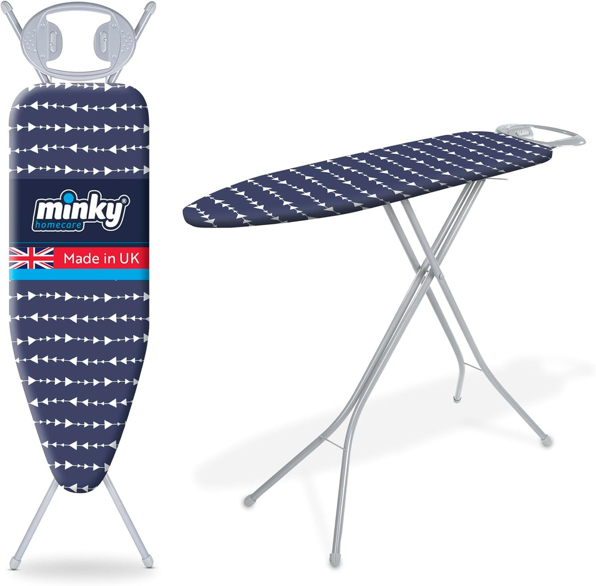 Classic 4-Leg Ironing Board with Iron Rest - Freestanding Full Size Iron Board for Clothes Pressing