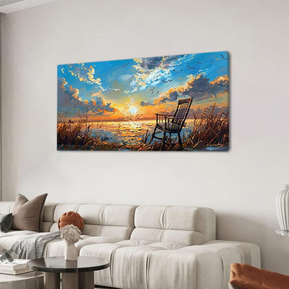 LASMOND Canvas Prints Wall Art Sunset Ocean Beach Pictures Photo nature landscape Paintings for