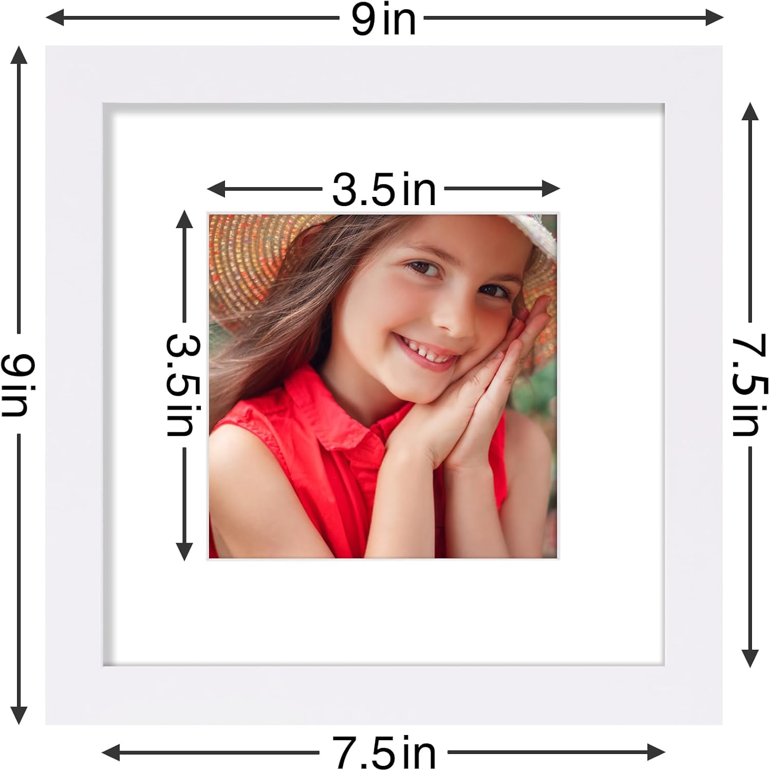 Vittanly 8x8 Picture Frames Set of 9, Shatter Resistant Plexiglass, Display 4x4 Pictures with Mat