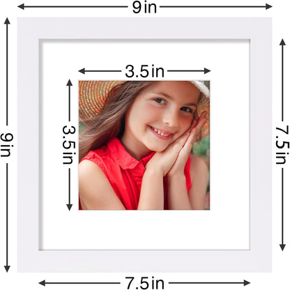 Vittanly 8x8 Picture Frames Set of 9, Shatter Resistant Plexiglass, Display 4x4 Pictures with Mat
