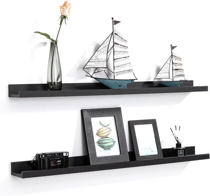 AZSKY Picture Ledge Shelf, Floating Shelves Set of 2, 48 Inches Picture Shelves for Wall with