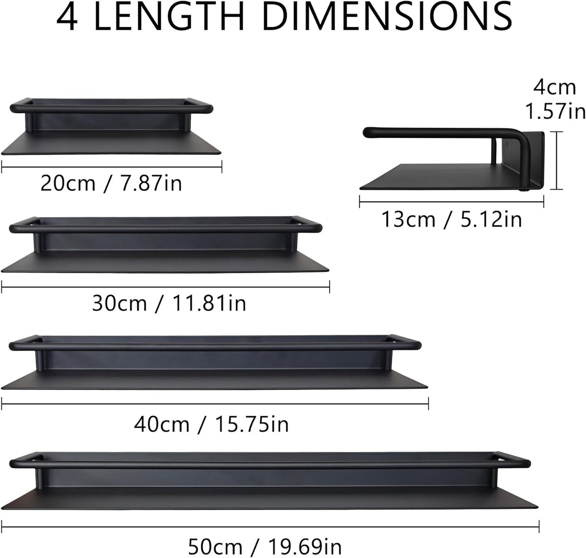 JOOM Metal Wall Floating Shelf - Metal Wall Shelf, Black Floating Shelf, Small Bathroom Shelf