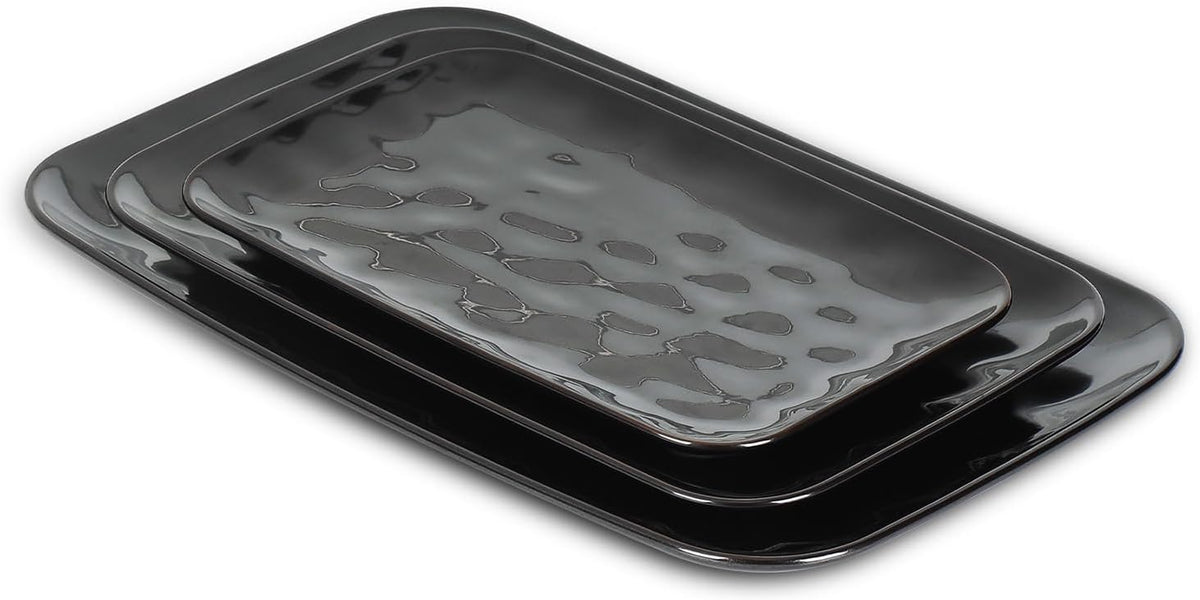 vicrays Ceramic Rectangle Serving Platters - 14" 12" 10" Porcelain Serving Trays Plates for Party