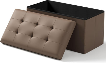 Storage Ottoman Bench, Folding Ottoman Foot Rest, 15 x 30 x 15 Inches, End of Bed Bench,Storage