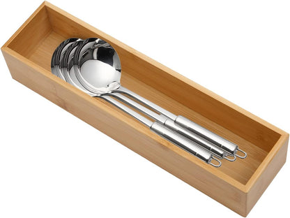 Bamboo Drawer Organizer - Kitchen Utensil Organizer Silverware Tray Cutlery Holder，Office Desk