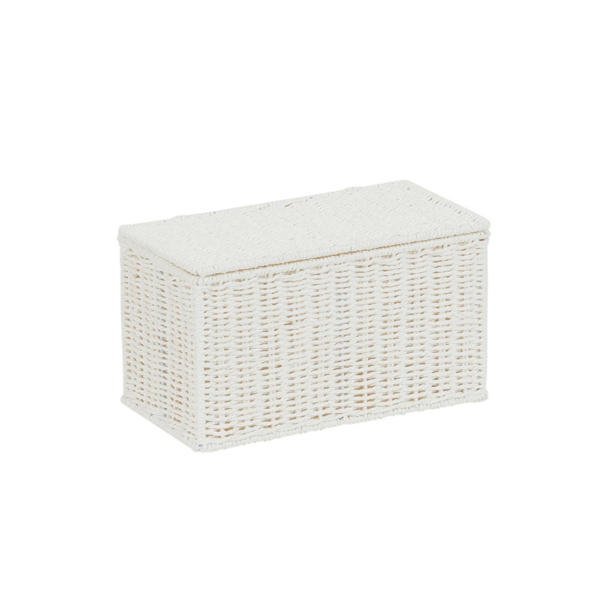 Household Essentials Small Wicker Basket with Lid, Multipurpose Storage Basket for Bathrooms