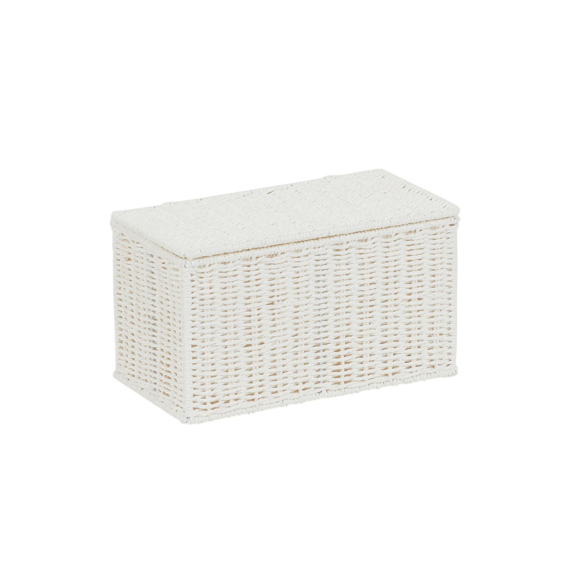 Household Essentials Small Wicker Basket with Lid, Multipurpose Storage Basket for Bathrooms