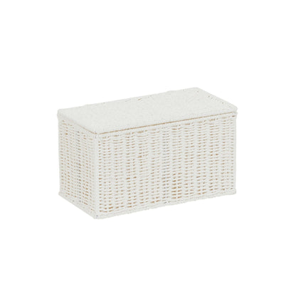 Household Essentials Small Wicker Basket with Lid, Multipurpose Storage Basket for Bathrooms