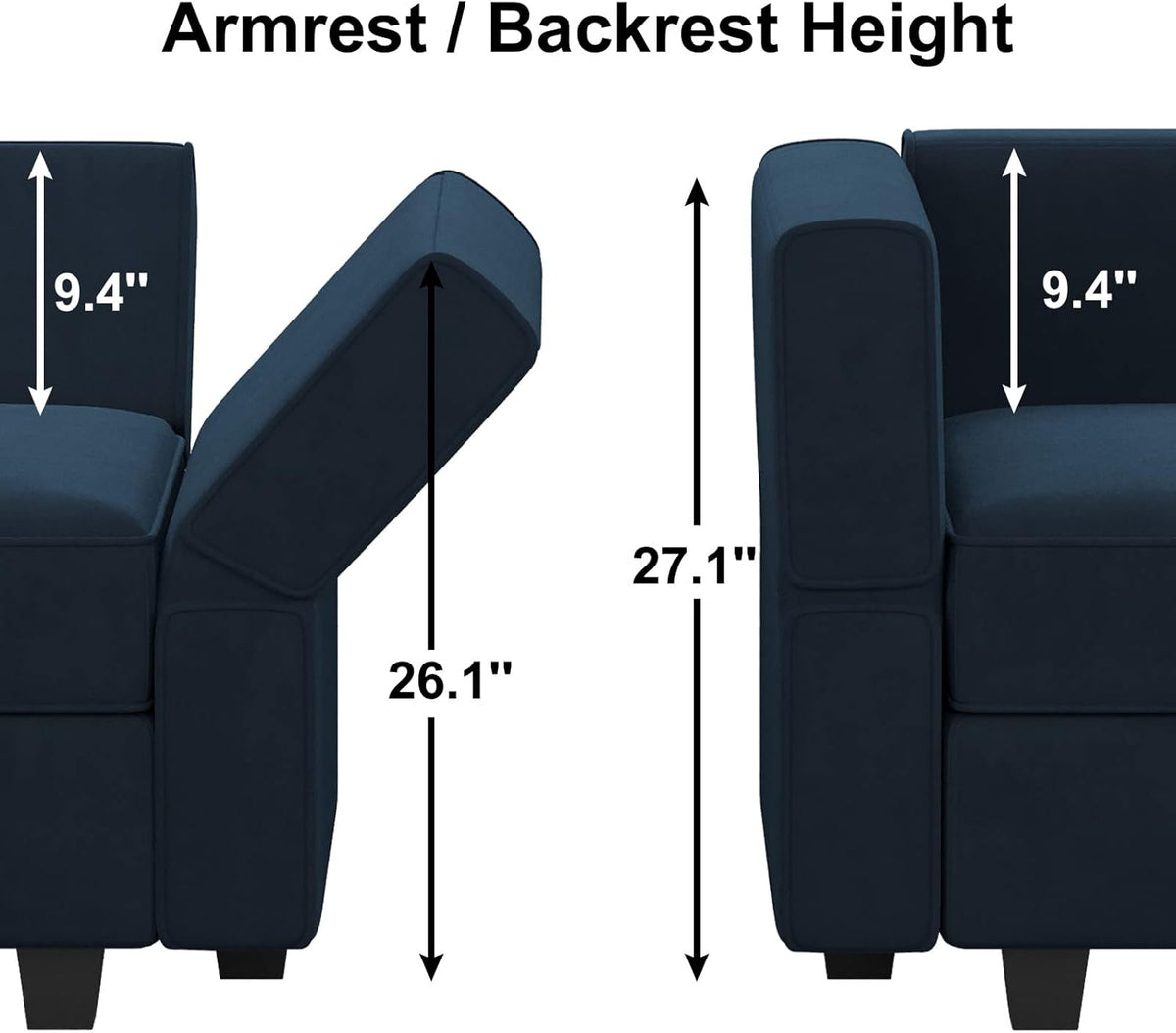 Belffin Modular Reversible Sectional Sofa U Shaped Couch with Storage Seat with Chaise Velvet Blue…