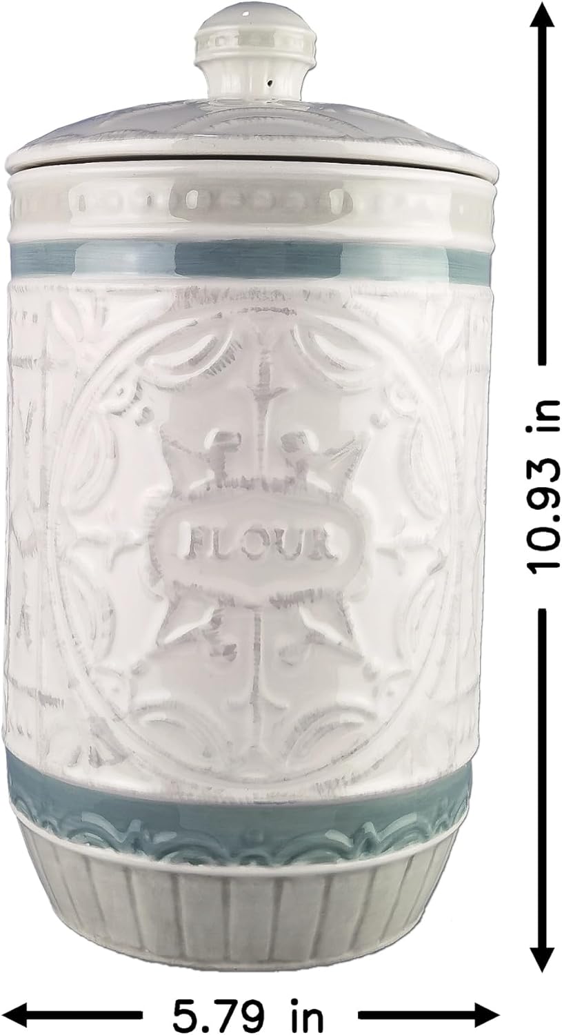 Young's Inc. 4 Pcs Set Casual Provincial Ceramic Canisters- Storage Container for Kitchen and