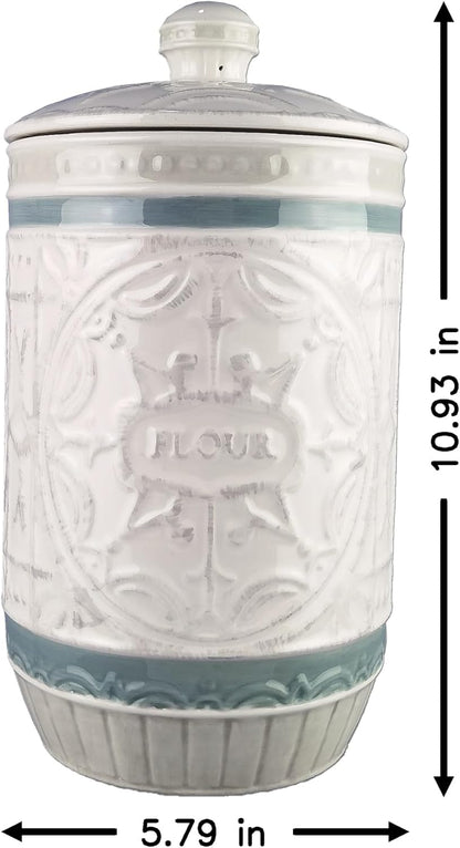 Young's Inc. 4 Pcs Set Casual Provincial Ceramic Canisters- Storage Container for Kitchen and