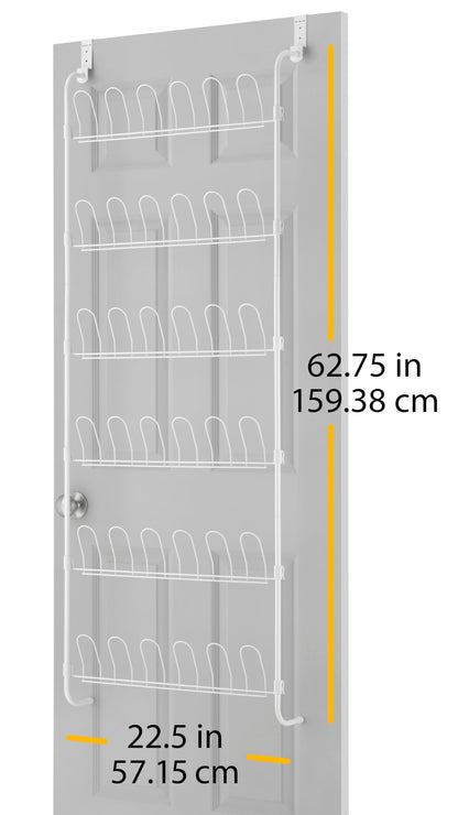 Whitmor 18 Pair Over The Door Shoe Organizer, 6 Tier Hanging Shoe Organizer, Heavy Duty Metal Shoe