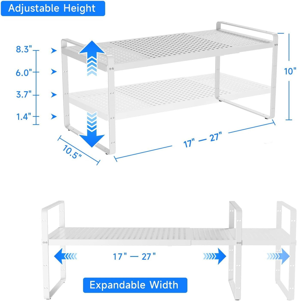 Expandable Cabinet Shelf Organizers, Kitchen Small Stand Rack Organization for Countertop Cupborad