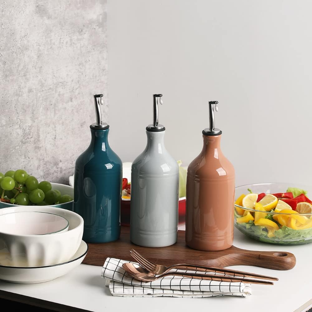 Sweejar Ceramic Olive Oil Dispenser Bottle, Opaque Oil Cruet Protects Oil to Reduce Oxidation