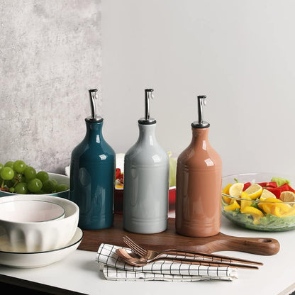 Sweejar Ceramic Olive Oil Dispenser Bottle, Opaque Oil Cruet Protects Oil to Reduce Oxidation