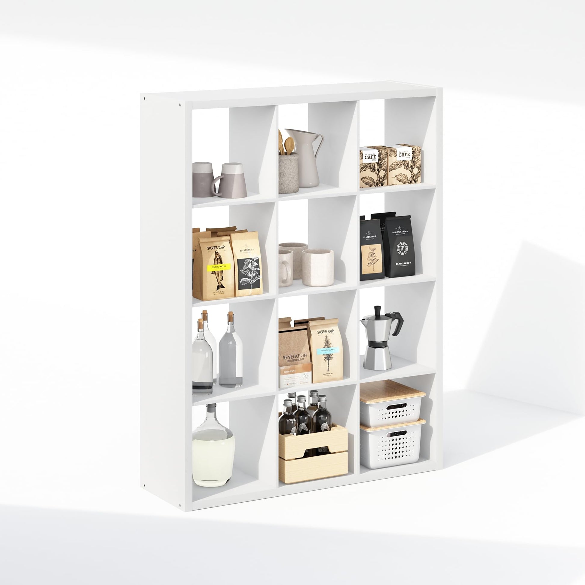 Furinno Cubic Extra Thick 12-Cube Closet Organizers and Storage, White