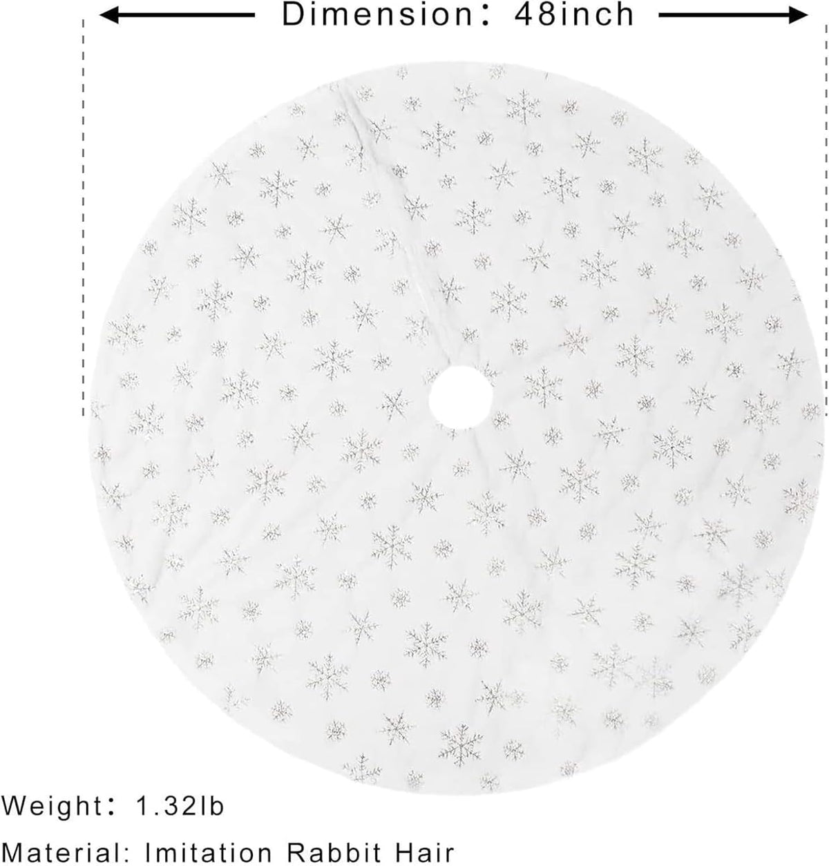 48inch White Christmas Tree Skirt Tree Carpet Blanket, Soft 4ft Xmas Christmas Tree Blanket with