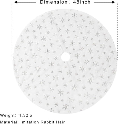 48inch White Christmas Tree Skirt Tree Carpet Blanket, Soft 4ft Xmas Christmas Tree Blanket with