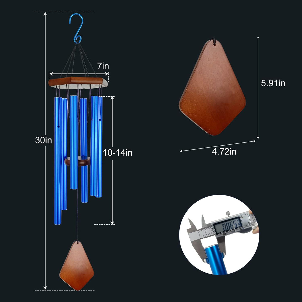 Wind Chimes for Outside, Windchime Outdoor with 6 Tuned Tubes, Elegant Chime for Garden Patio