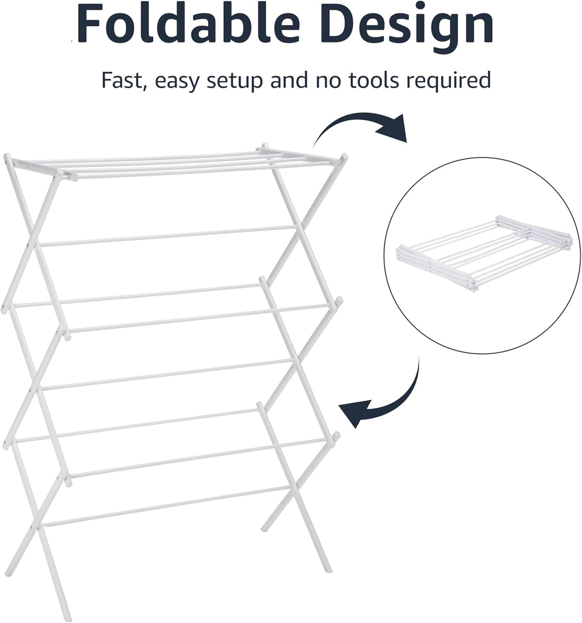 Amazon Basics Foldable Portable Laundry Rack for Air Drying Clothing, Indoor Outdoor Use - 14.5" D