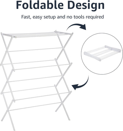 Amazon Basics Foldable Portable Laundry Rack for Air Drying Clothing, Indoor Outdoor Use - 14.5" D