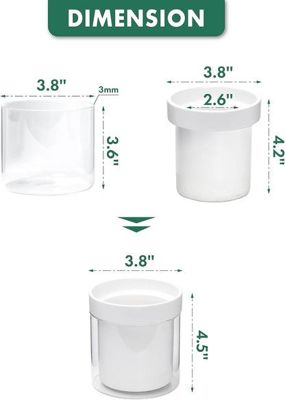 Phoenix Vine 4 Inch Self Watering Planter, White Terracotta Clay Pot with Glass Reservoir for