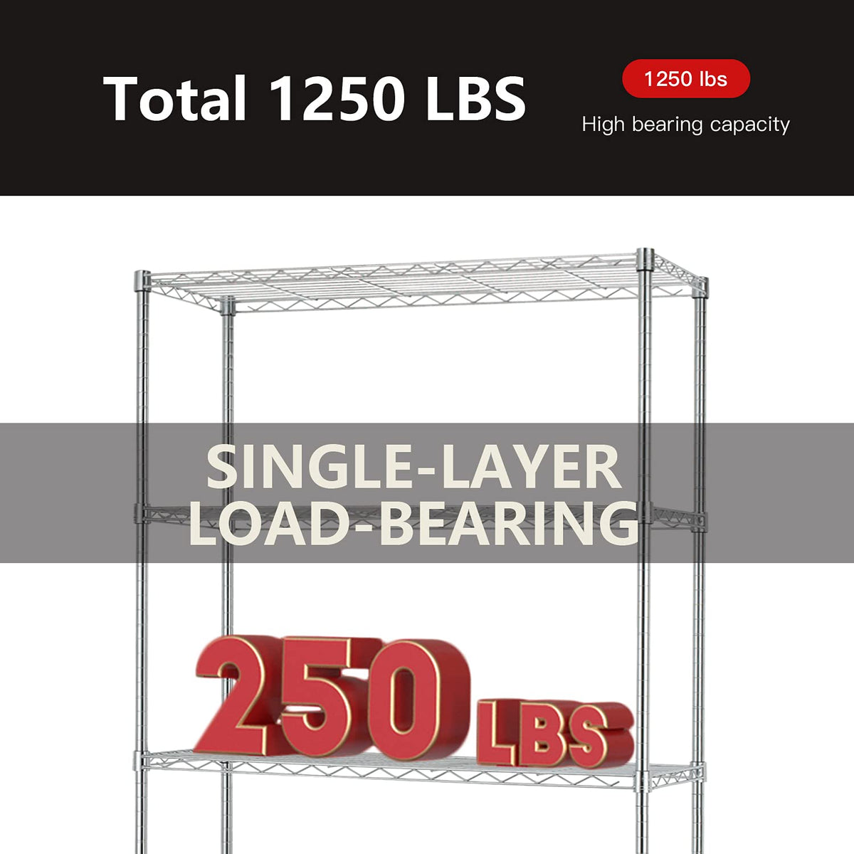 5 Tier Wire Shelving Unit 72"x36"x14"Storage Shelves Metal Wire Shelf Storage Rack Adjustable