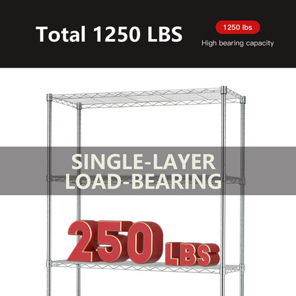 5 Tier Wire Shelving Unit 72"x36"x14"Storage Shelves Metal Wire Shelf Storage Rack Adjustable