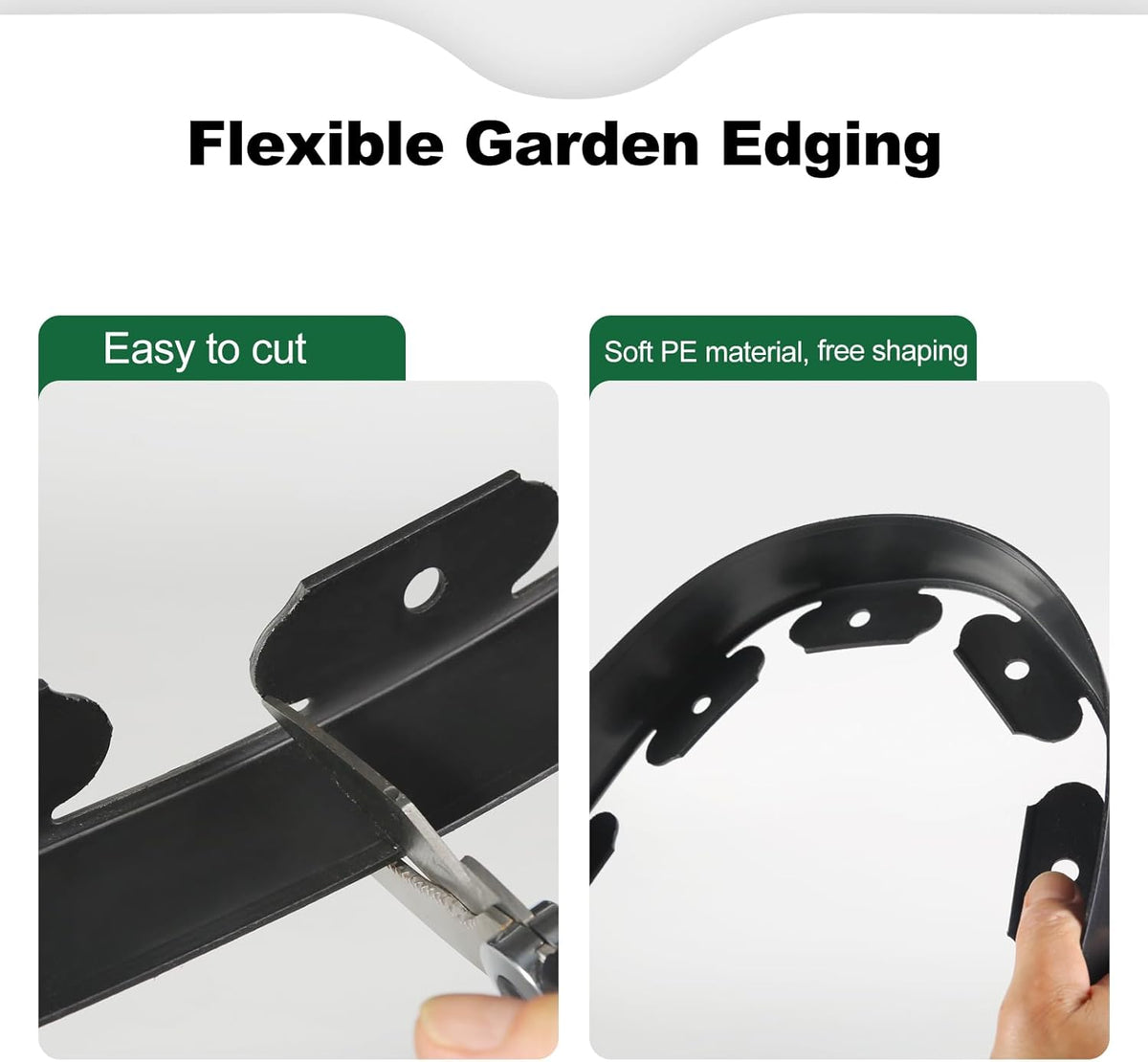 LINSHRY 66FT Landscape Edging, 2 Inch Tall No Dig Garden Border Edging with 60pcs Spikes, Plastic