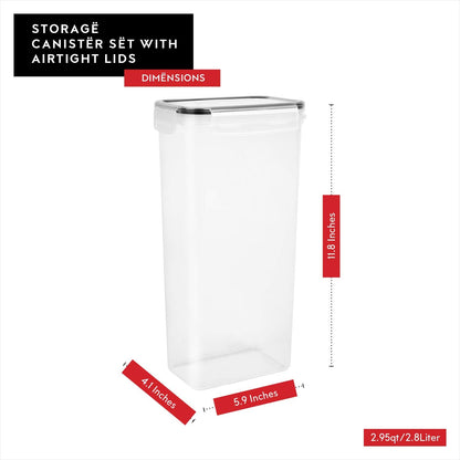Airtight Food Storage Containers with Lids Set of 4-95 fl. oz Pasta storage Containers, BPA Free