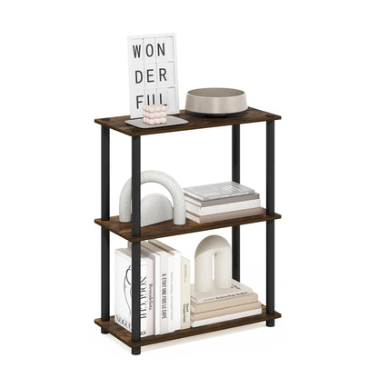 Furinno Turn-N-Tube Storage Shelves, 3-Tier Book Shelf, Corner Shelf, Toolless Open Shelves, for