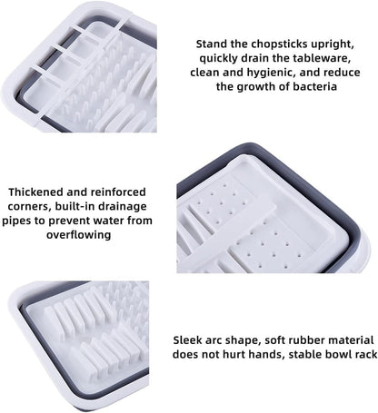 THANSTAR Collapsible Dish Drying Rack for RV Kitchen, Foldable Drainer Organizer for Kitchen