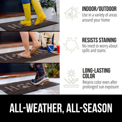 GORILLA GRIP 100% Waterproof All-Season WeatherMax Doormat US Designed Natural Rubber, Stain and