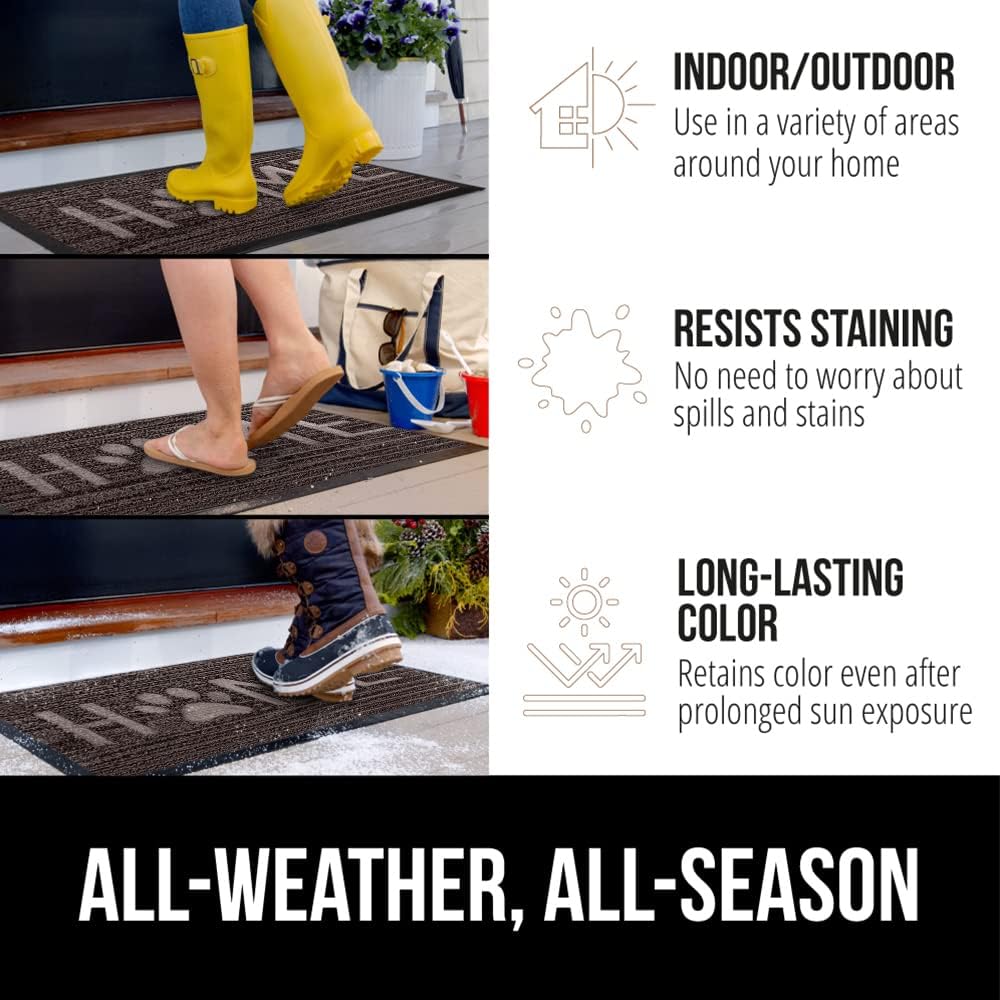 GORILLA GRIP 100% Waterproof All-Season WeatherMax Doormat, 47x35, US Designed Natural Rubber