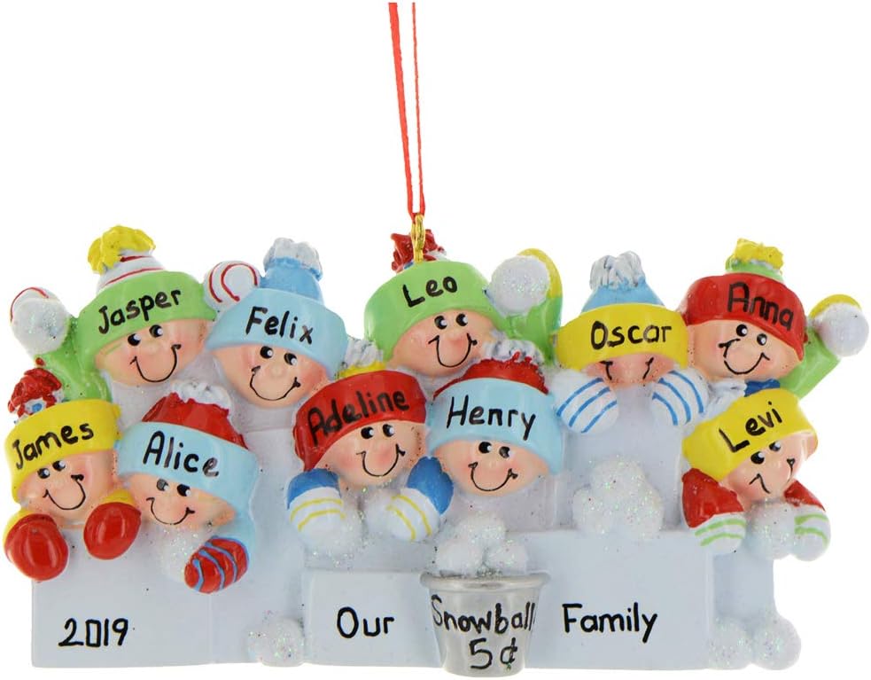 3D Snowball Fight Family of 10 Ornament 2025 Personalized Family Christmas Ornaments 2025 | Snowman