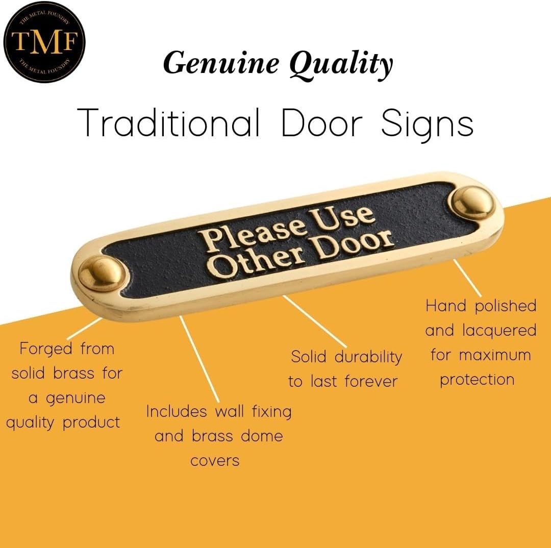 Please Use Other Door Brass Door Sign. Traditional Style Home Décor Wall Plaque Handmade By The
