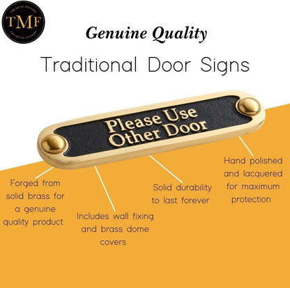 Please Use Other Door Brass Door Sign. Traditional Style Home Décor Wall Plaque Handmade By The