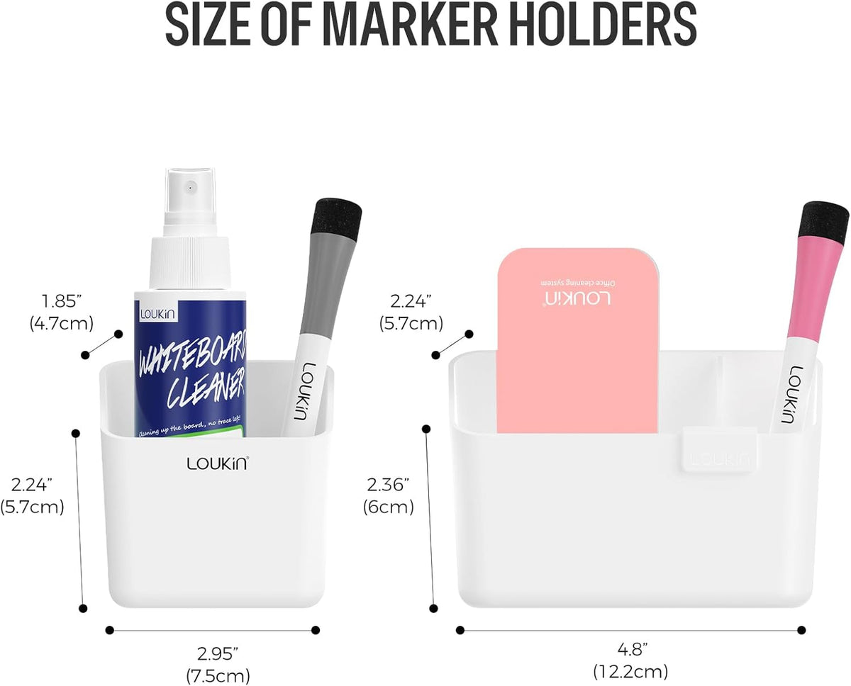 loukin Magnetic & Adhesive Dry Erase Marker Holder with Diver, 1 Small + 1 Mini, Magnetic Storage