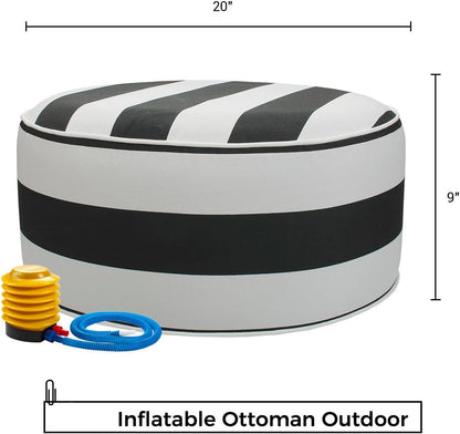 Inflatable Outdoor Ottoman with Air Pump,20"x9" Portable Patio Pouf,Water