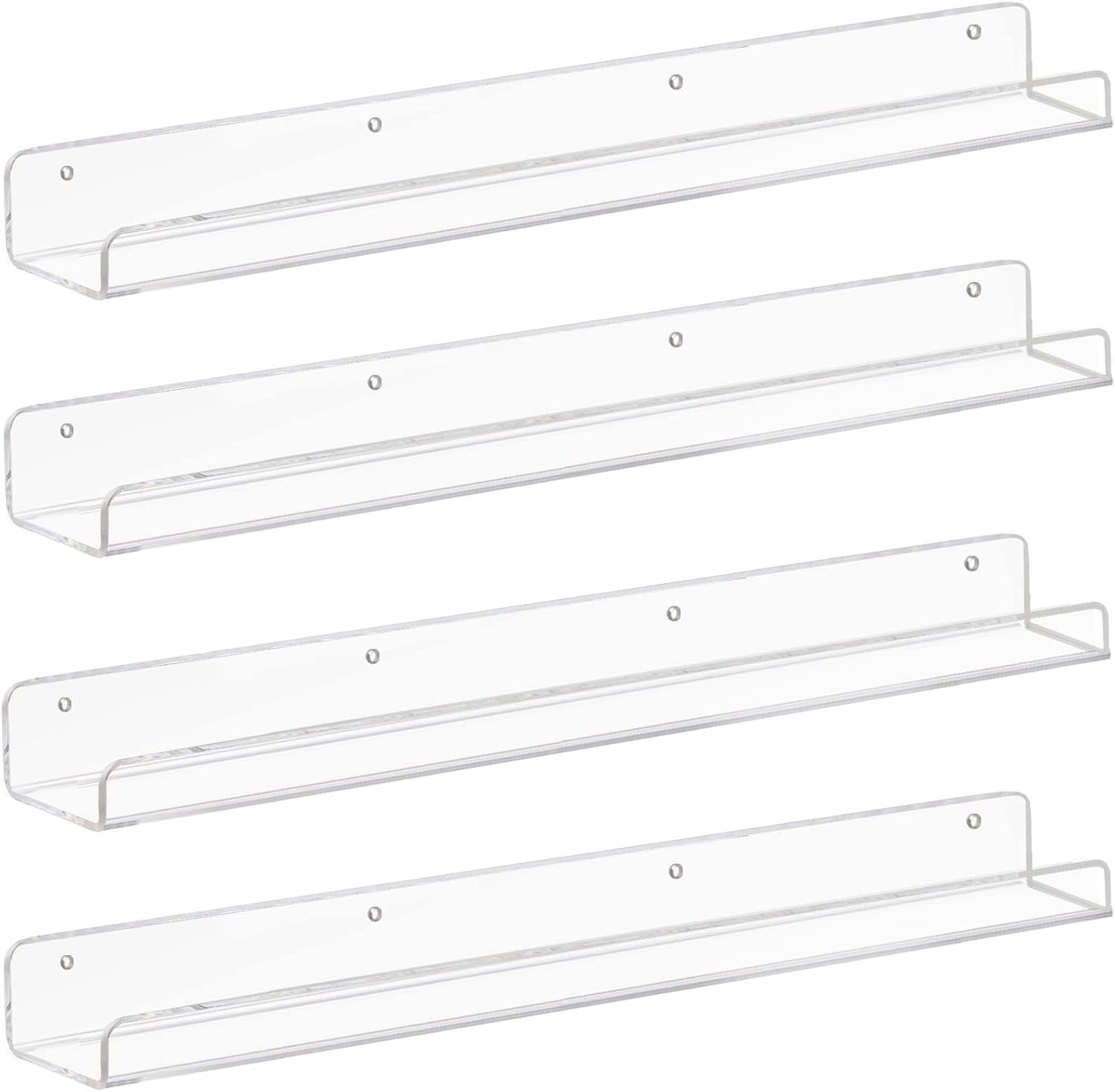 Weiai Clear Acrylic Floating Shelves 24 inches, Wall Bookshelf for Kids, Transparent Book Shelf