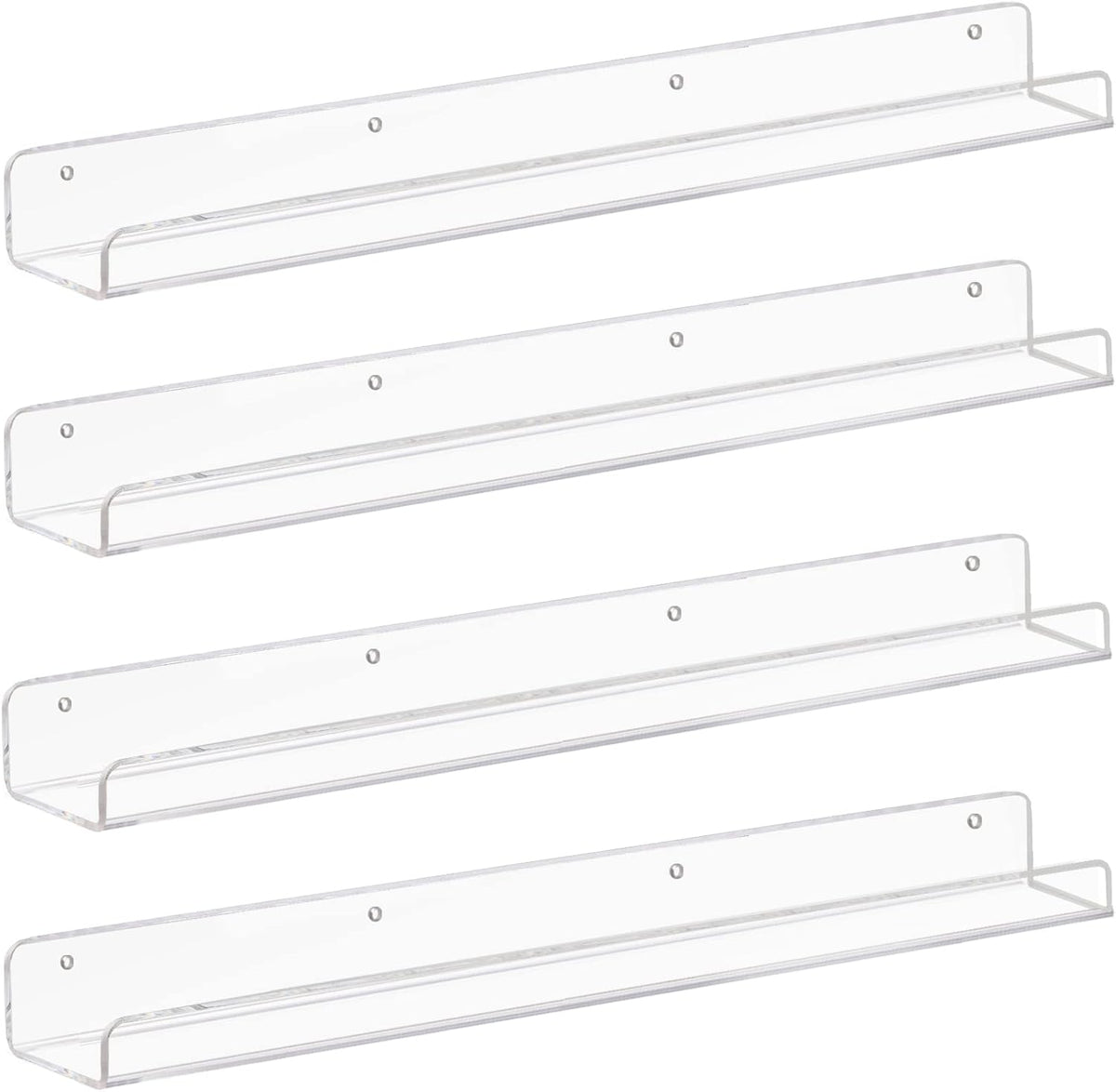 Weiai Clear Acrylic Floating Shelves 24 inches, Wall Bookshelf for Kids, Transparent Book Shelf