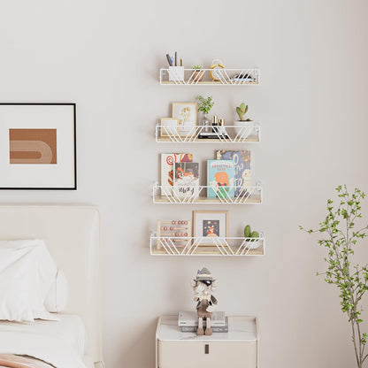Floating Shelves for Wall Set of 4, Different Sizes Mounted Wood Floating Shelf, Wall Shelves for