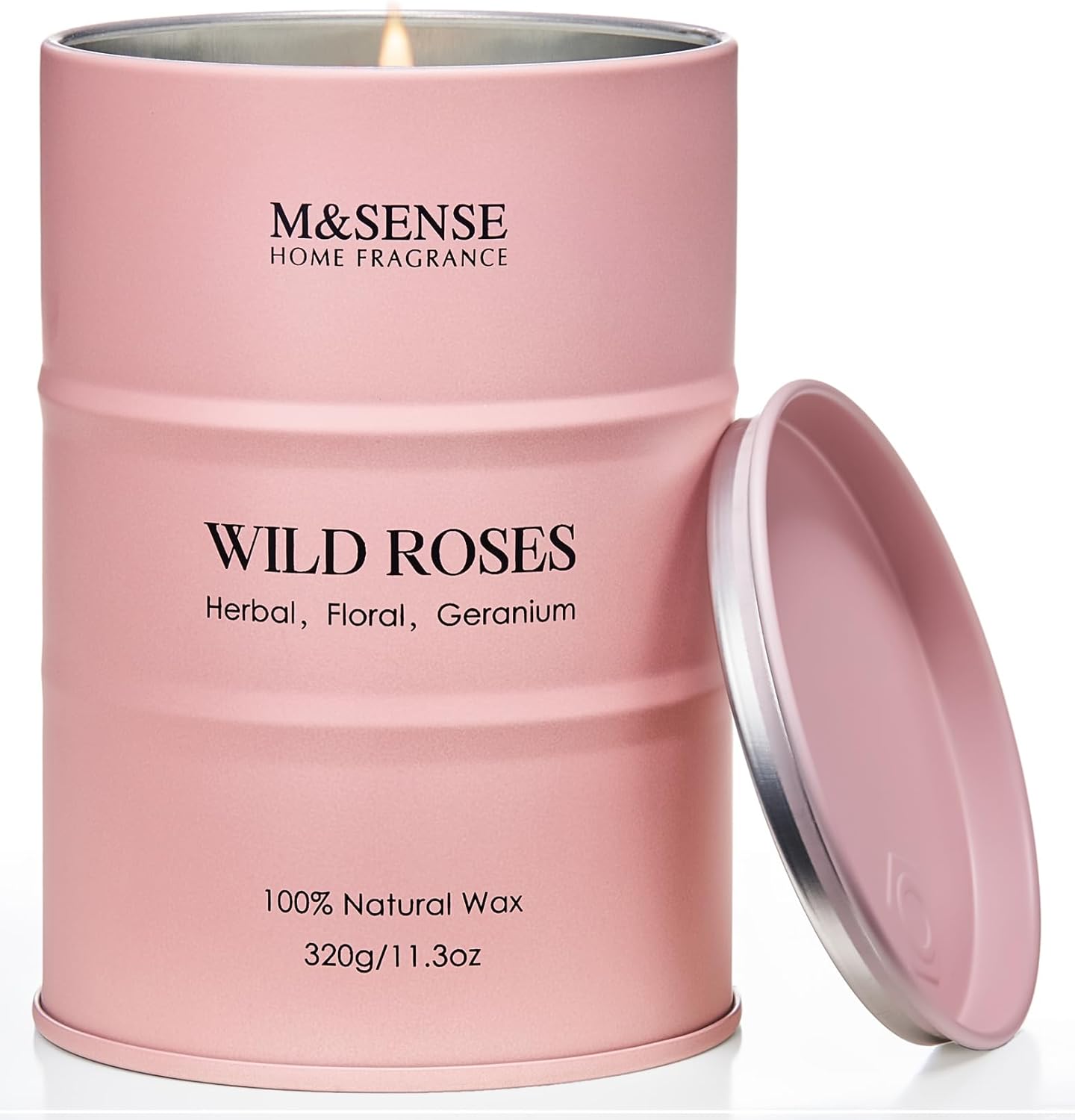M&SENSE Wild Rose Natural Scented Candle, 70 Hours Long Lasting Soy Candles 11.3oz, Stress Relief