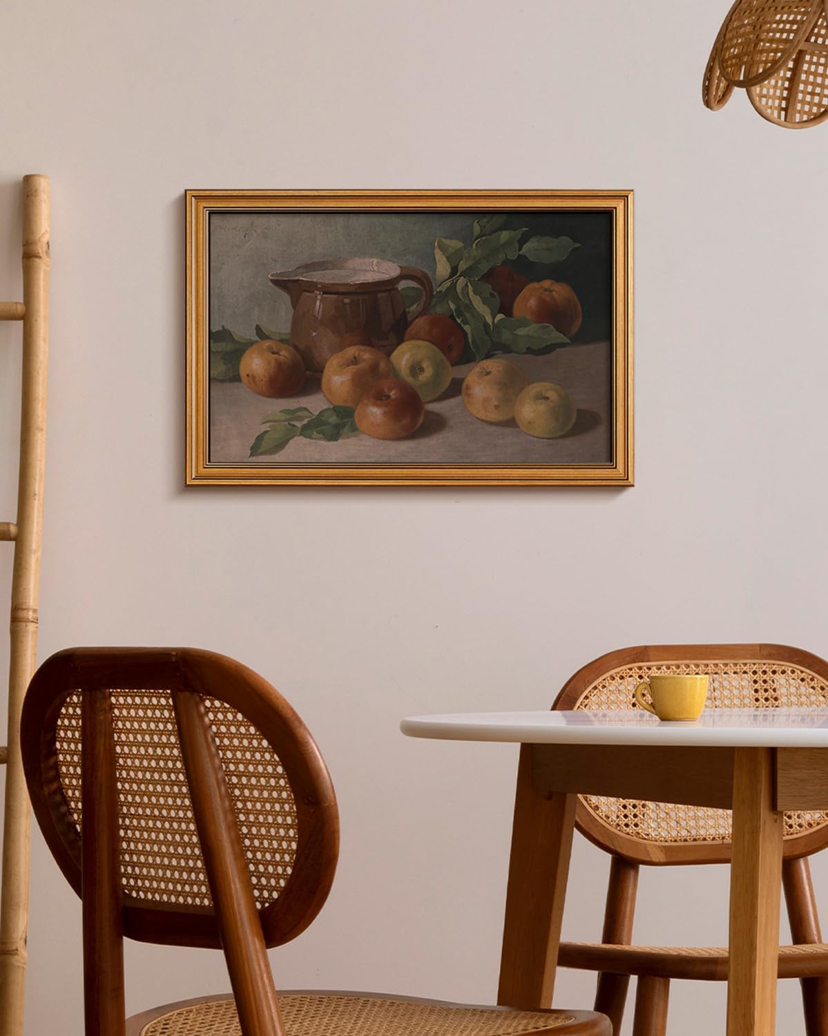 HUARCEY Gold Framed Vintage Wall Art for Living Room, Harvest Apples Still Life Oil Painting