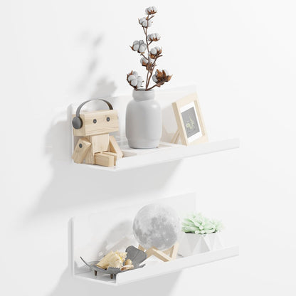 Acrylic Wall Floating Shelves Set of 2, Wall Shelves White 12 Inch Adhesive Wall Organizer Adhesive