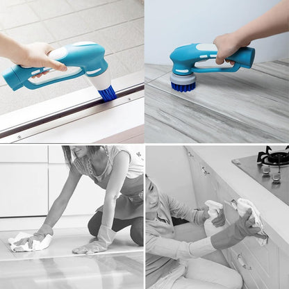 Electric Scrubber Power Cordless, Portable 360 Handheld Washing Cleaning Machine with 6 Replaceable