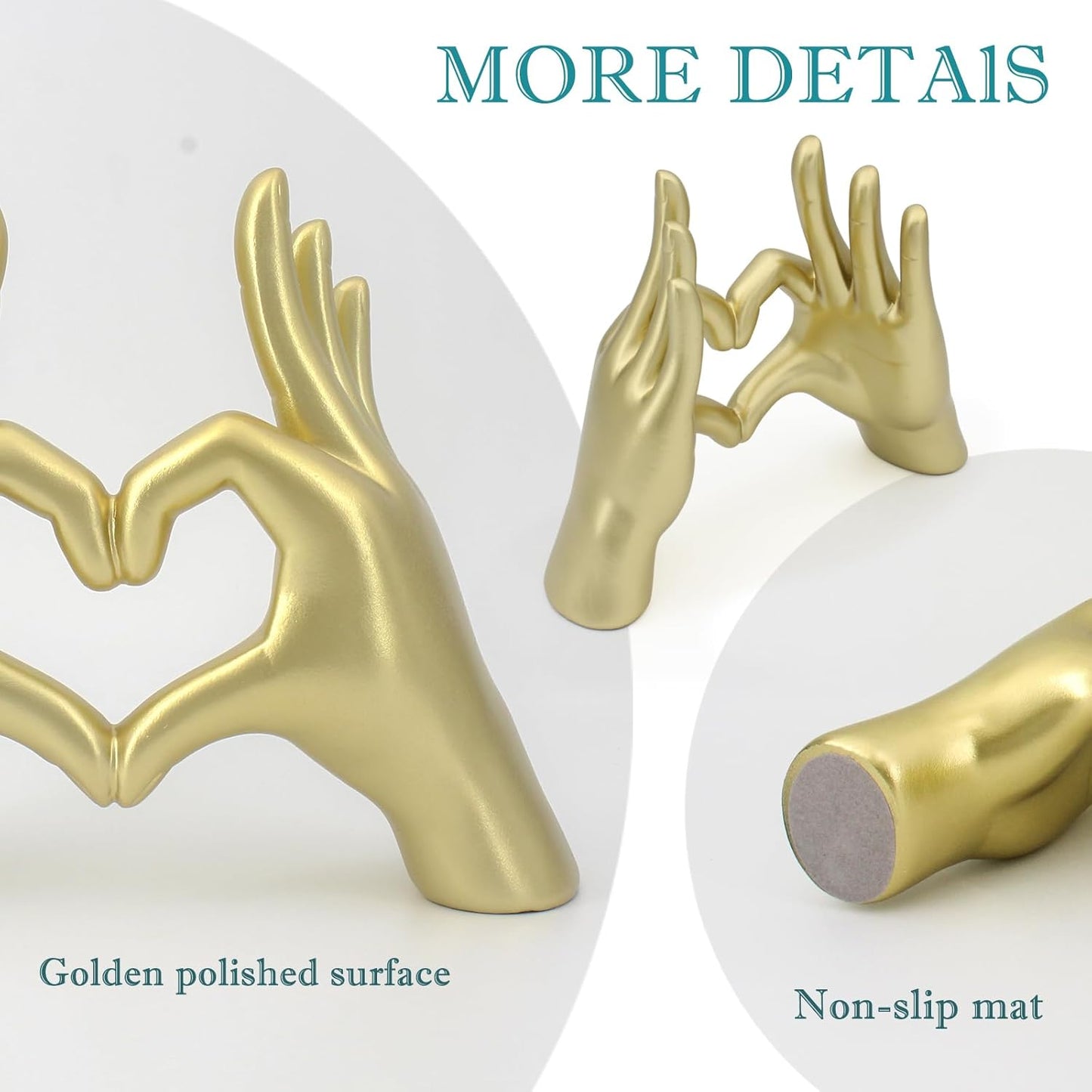 Accessoryway Gold Heart Hands Decor Sculpture,Small Love Heart Gesture Decorative Sign Sculpture