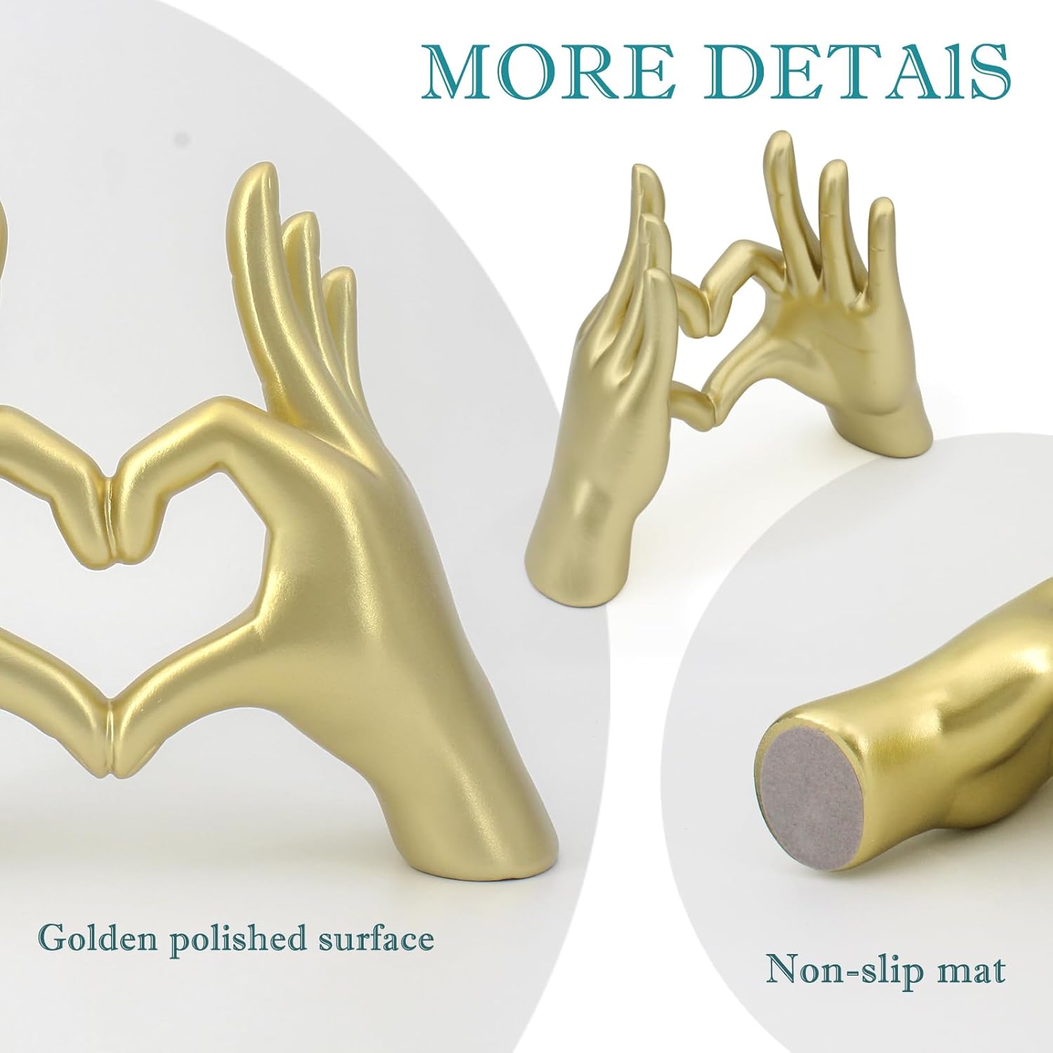 Accessoryway Gold Heart Hands Decor Sculpture,Small Love Heart Gesture Decorative Sign Sculpture