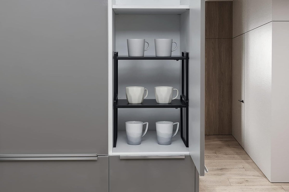 Nxconsu Expandable Cabinet Shelf Organizer Riser for Kitchen Pantry Cupboard Under Sink Countertop